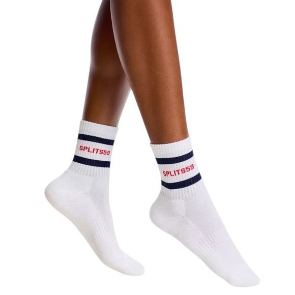 🆕Splits59 White Logo Stripe Quarter Socks - Picture 2 of 5